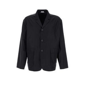 Thom Browne Men Navy Blue Tech Fabric Blazer